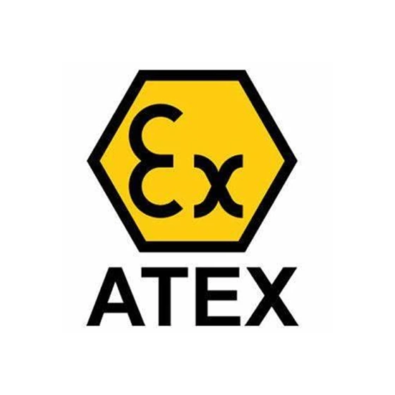 ATEX explosion-proof logo for use in hazardous environments.